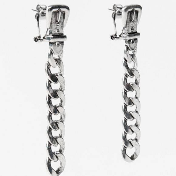Zara Silver Chain Buckle Earrings - Picture 4 of 4
